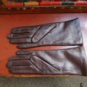 FOWNES $98 NWOT womens brown leather cashmere lined longer gloves size 7